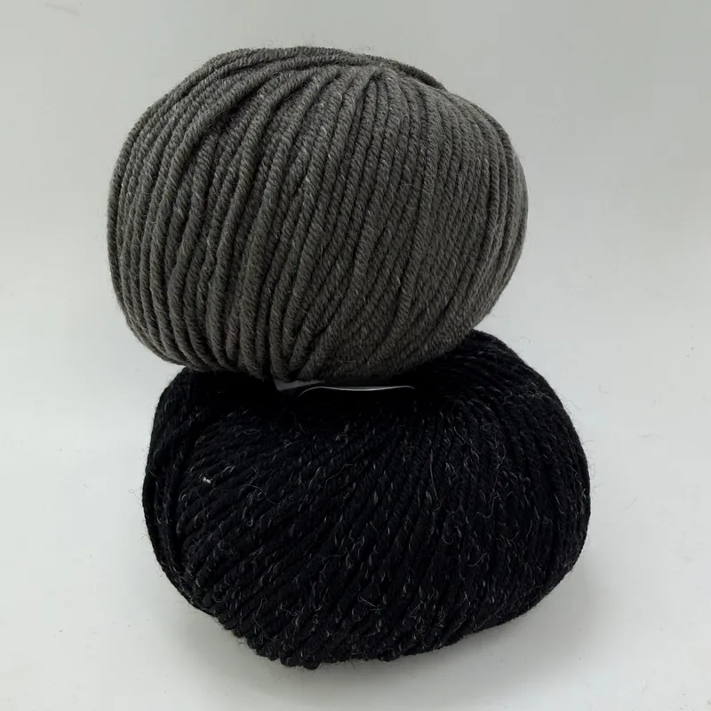 Jody Long Ciao Extrafine Merino Superwash Wool Yarn Lot of 2 Pitch & Graphite