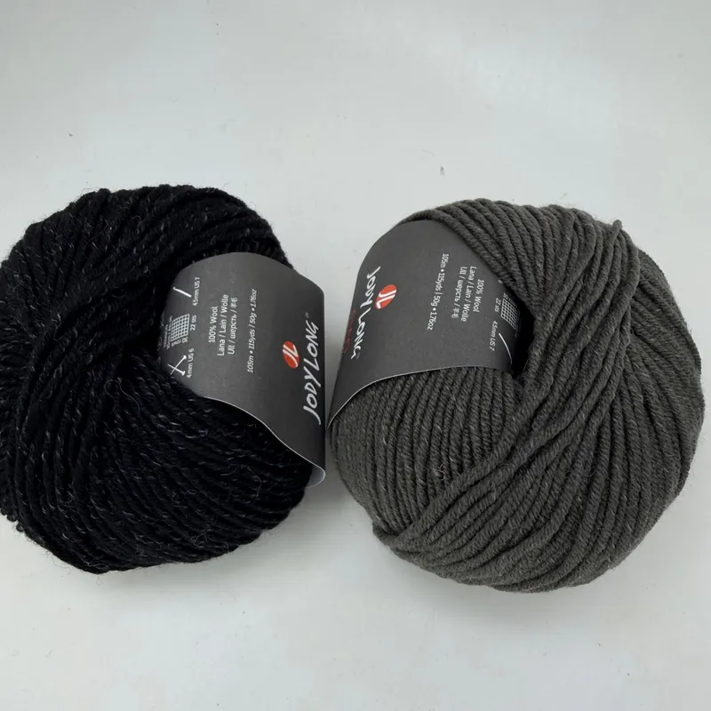Jody Long Ciao Extrafine Merino Superwash Wool Yarn Lot of 2 Pitch & Graphite