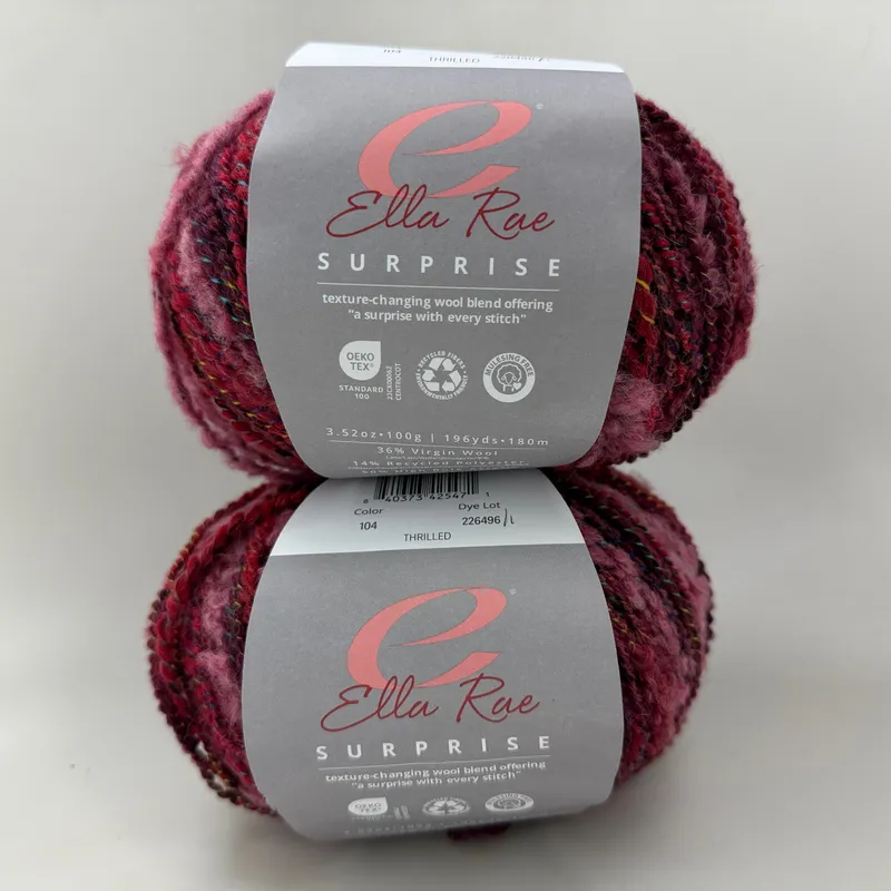 Ella Rae Surprise Yarn Lot of 2 Skeins Color 104 Thrilled Wool Blend Worsted