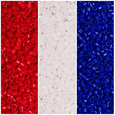 Miyuki Delica 11/0 Red White Blue Collection DB723, DB200, DB726