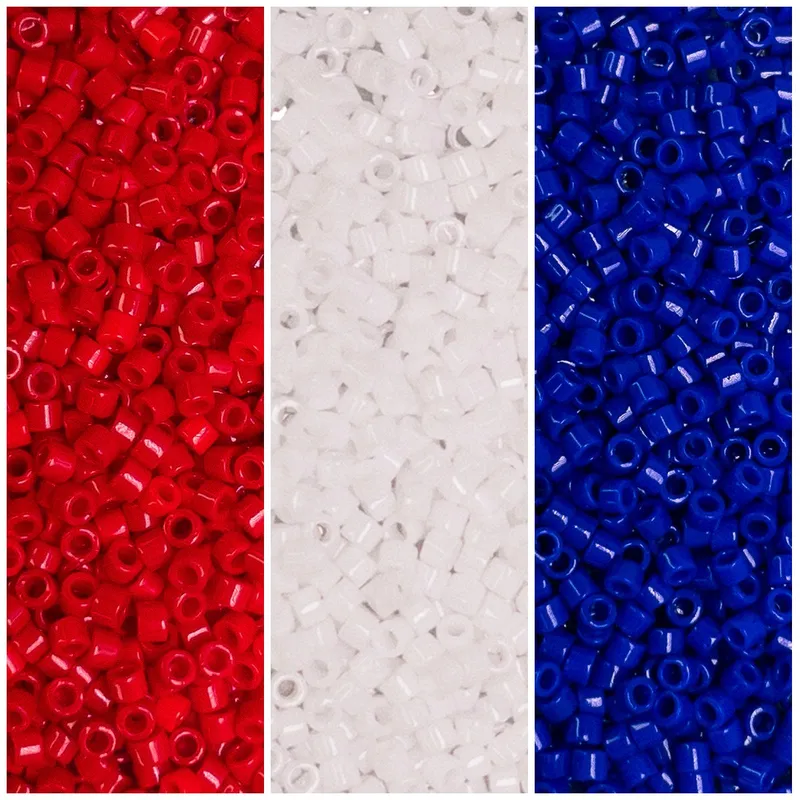 Miyuki Delica 11/0 Red White Blue Collection DB723, DB200, DB726