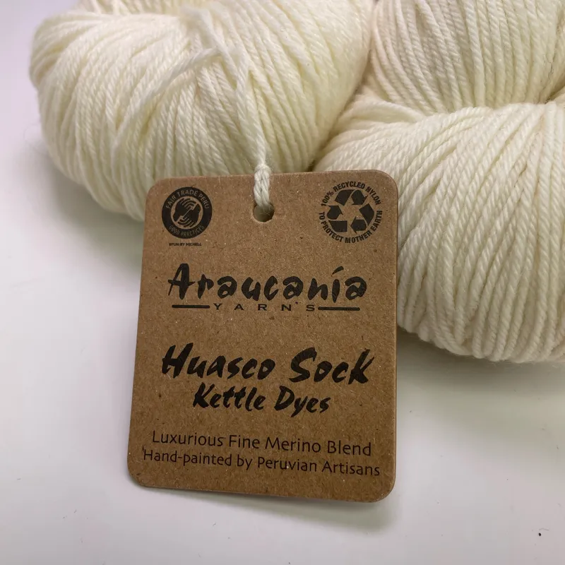 Lot of 2 Araucania Huasco Sock Kettle Dyes Yarn 1000 Raw White Matching Dye Lot