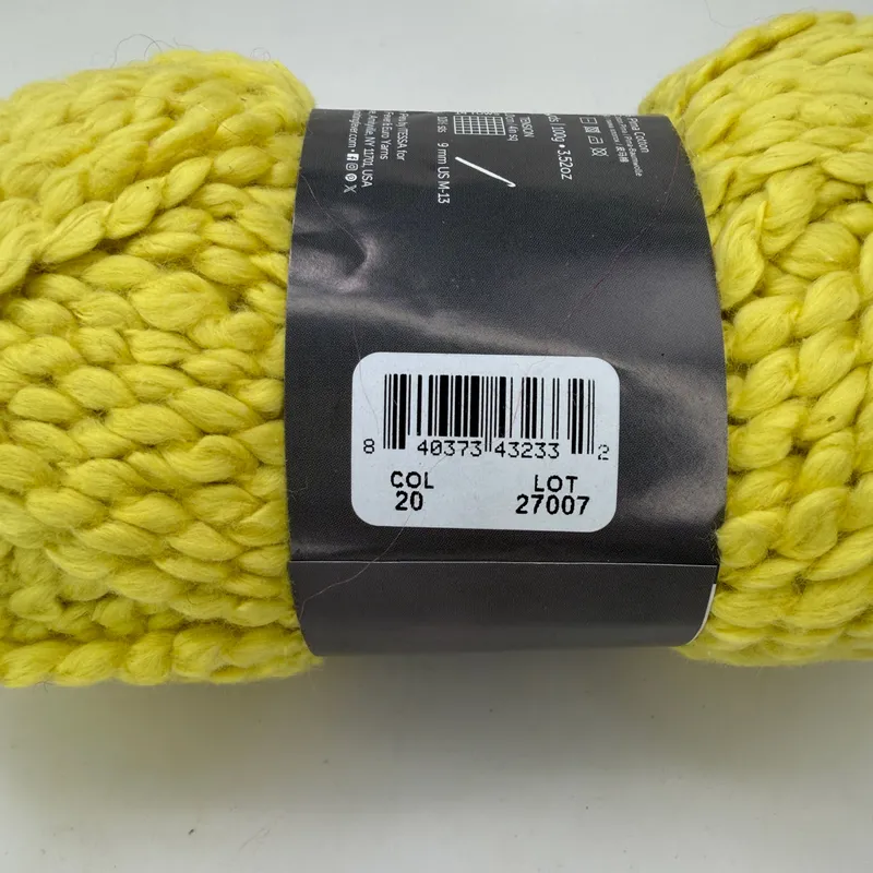 Jody Long Pima Grande Organic Pima Cotton Yarn Color 20 Yellow 100g Skein