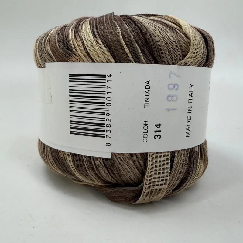 FFF Filati GRIF Ribbon Yarn Color 314 Brown Tan Cotton Blend 50g 88yd Italy