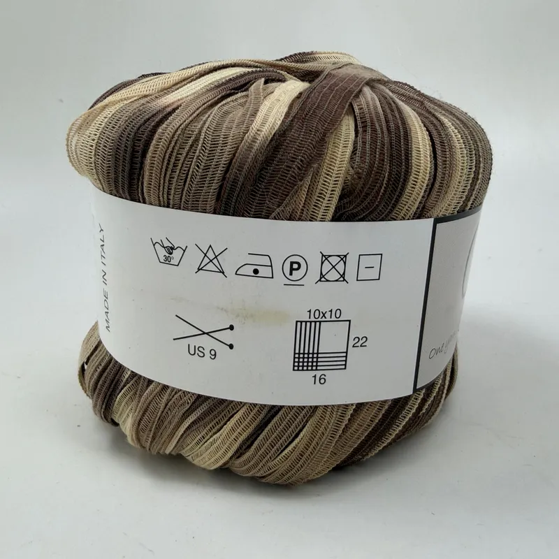 FFF Filati GRIF Ribbon Yarn Color 314 Brown Tan Cotton Blend 50g 88yd Italy