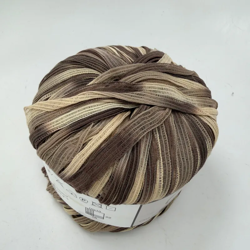 FFF Filati GRIF Ribbon Yarn Color 314 Brown Tan Cotton Blend 50g 88yd Italy