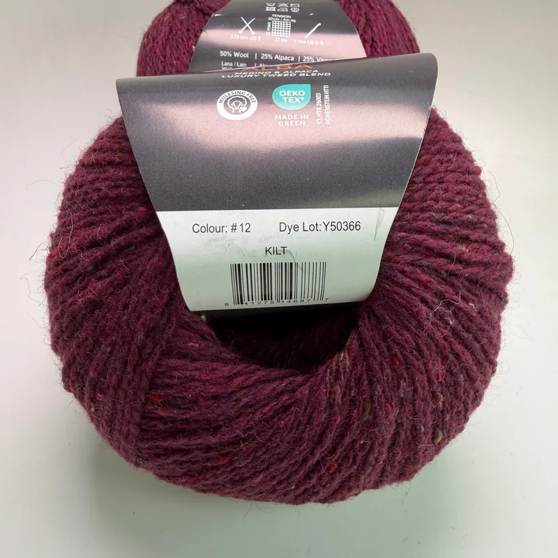 Lot of 2 Jody Long Alba Luxury Tweed Yarn - Color #12 Kilt - 200g Total