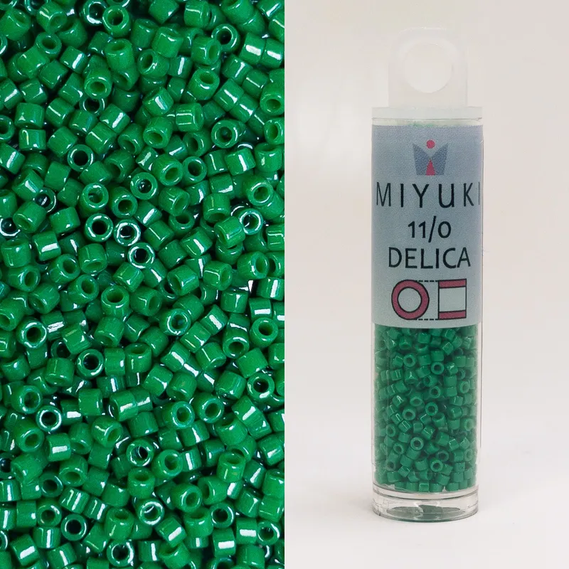 Miyuki Delica 11/0 Dyed Opaque Kelly Green DB655 7.2g Tube