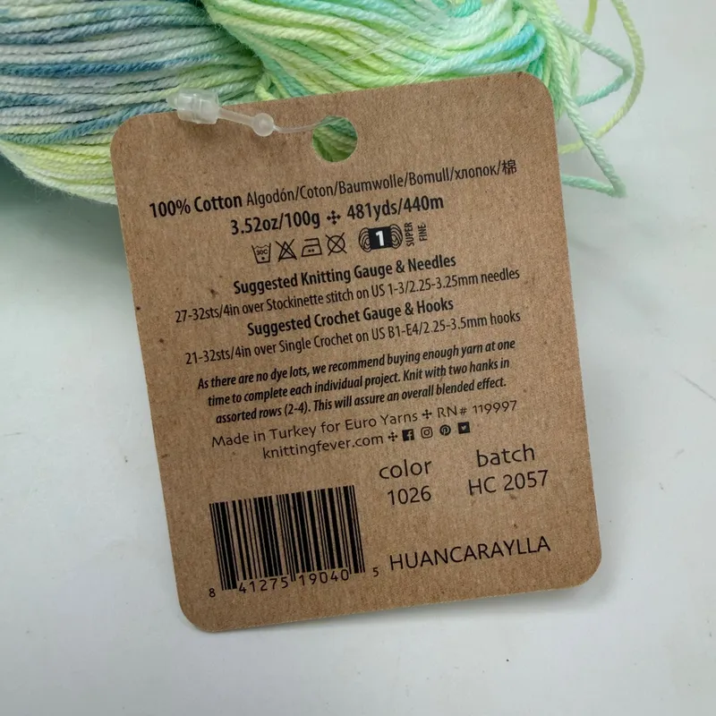 Araucania Huasco Coton Hand Painted Cotton Yarn 100g 481yd 1026 Huancaraylla