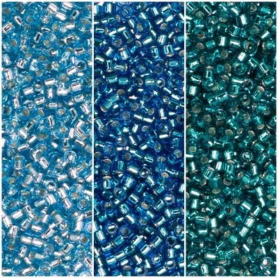 Miyuki Delica 11/0 Turquoise Silver Lined Collection DB044, DB149, DB1208