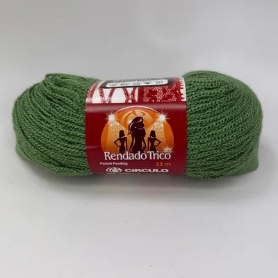 Circulo Rendado Trico Ruffle Lace Scarf Yarn 22m 24yd Green Color 2775 Skein