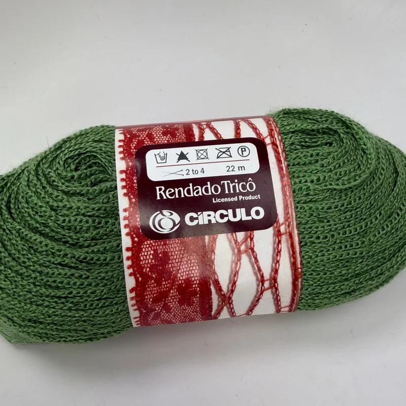 Circulo Rendado Trico Ruffle Lace Scarf Yarn 22m 24yd Green Color 2775 Skein