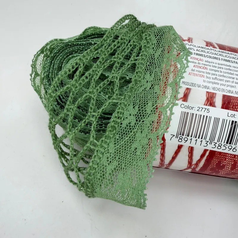 Circulo Rendado Trico Ruffle Lace Scarf Yarn 22m 24yd Green Color 2775 Skein