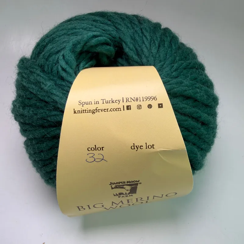 Juniper Moon Farm Big Merino Wool Yarn Color 32 Teal 100g Super Bulky Organic