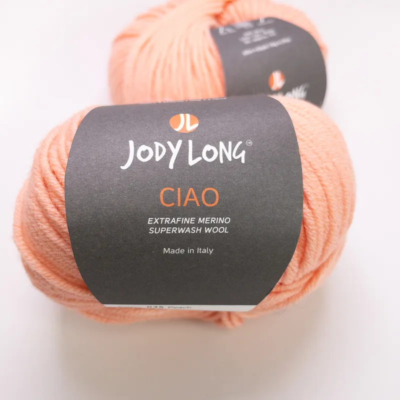 Jody Long Ciao Merino Wool Yarn Lot of 2 - Color 035 Peach - Matched Dye Lot 45