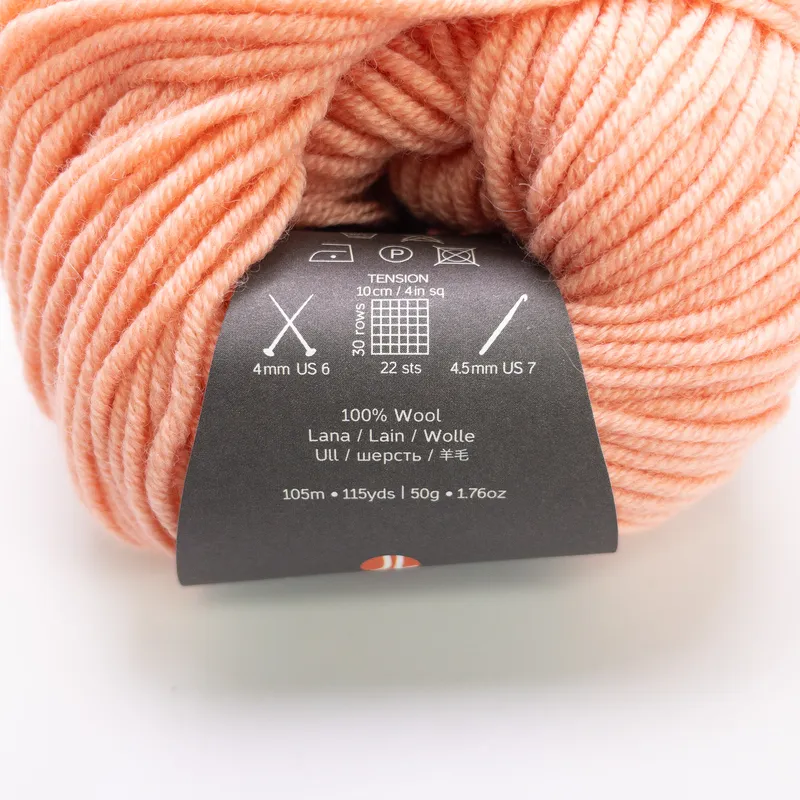 Jody Long Ciao Merino Wool Yarn Lot of 2 - Color 035 Peach - Matched Dye Lot 45