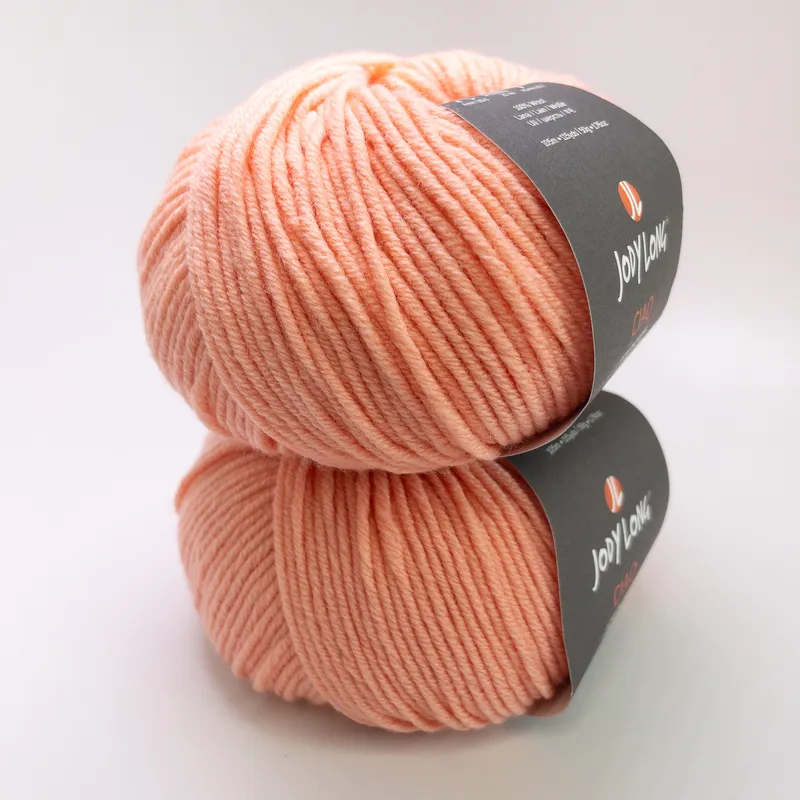 Jody Long Ciao Merino Wool Yarn Lot of 2 - Color 035 Peach - Matched Dye Lot 45