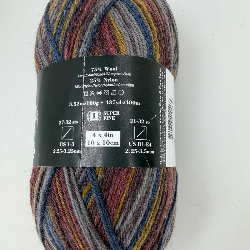 KFI Collection Comfy Sock Yarn Color 08 Gemini 100g Wool Blend Super Fine 1