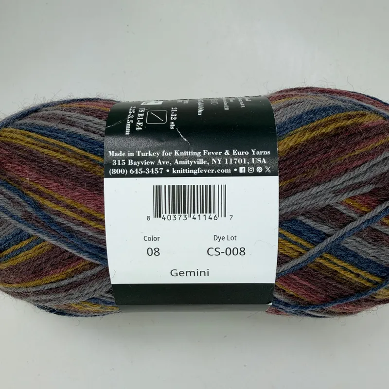 KFI Collection Comfy Sock Yarn Color 08 Gemini 100g Wool Blend Super Fine 1