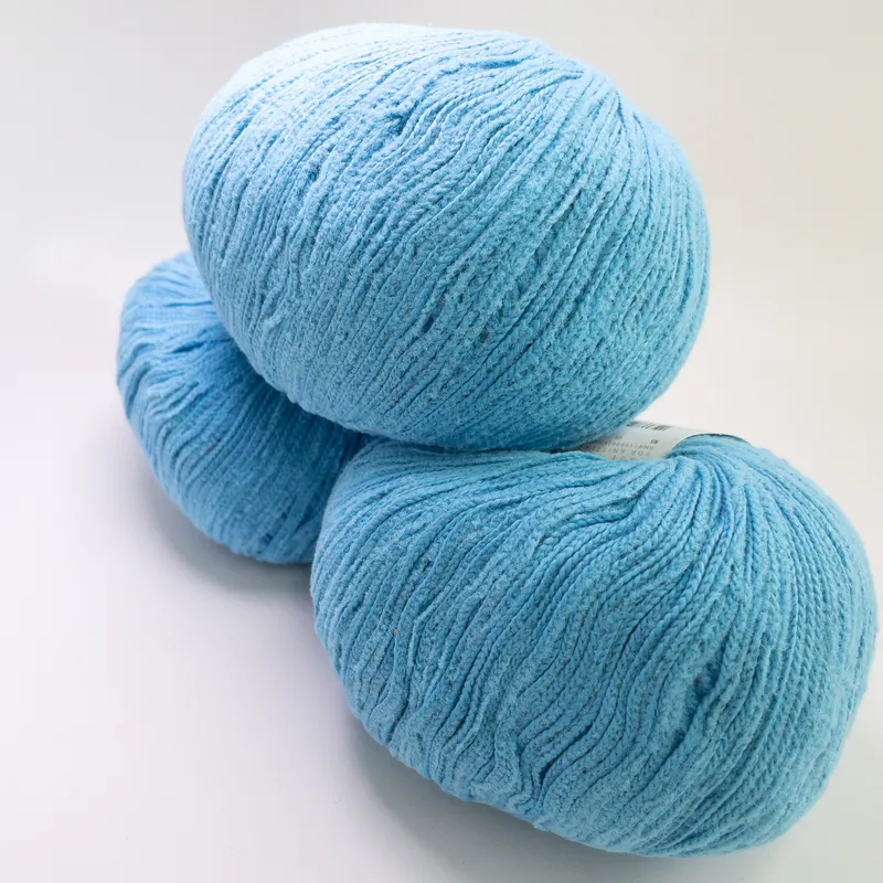 Ella Rae Velveteen Cotton Yarn Blue Color 05 Lot of 3 Skeins Matched Dye Lot