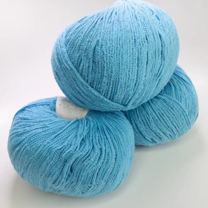 Ella Rae Velveteen Cotton Yarn Blue Color 05 Lot of 3 Skeins Matched Dye Lot