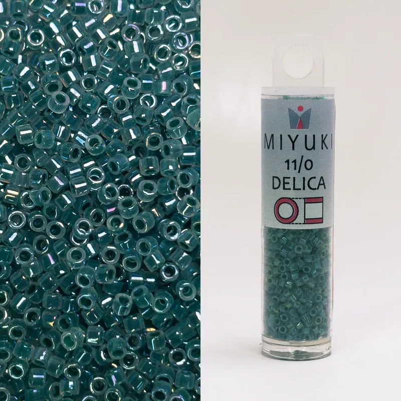 Miyuki Delica 11/0 Forest Green Lined Opal AB DB1768 7.2g Tube