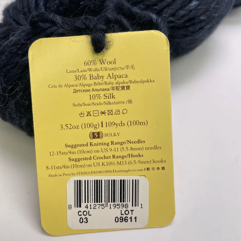 Juniper Moon Farm Moonshine Bulky Yarn Color 03 Navy Blue 100g Wool Alpaca Silk