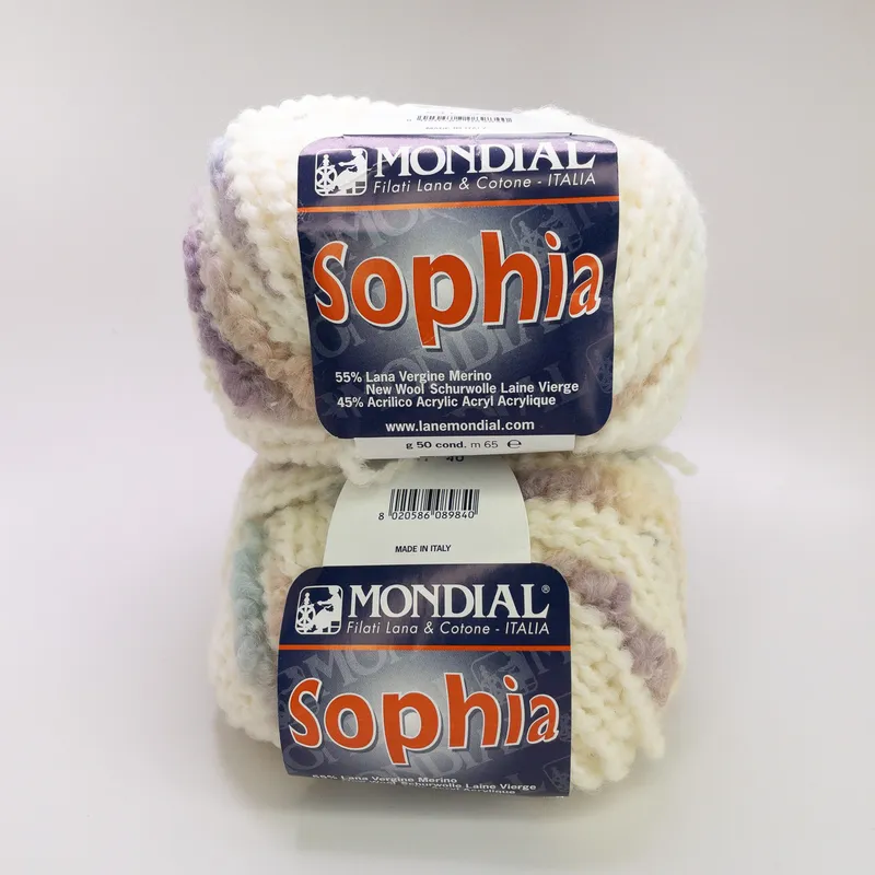 Mondial Sophia Yarn Lot of 2 Skeins Color 941 Dye Lot 40 Merino Blend Italy