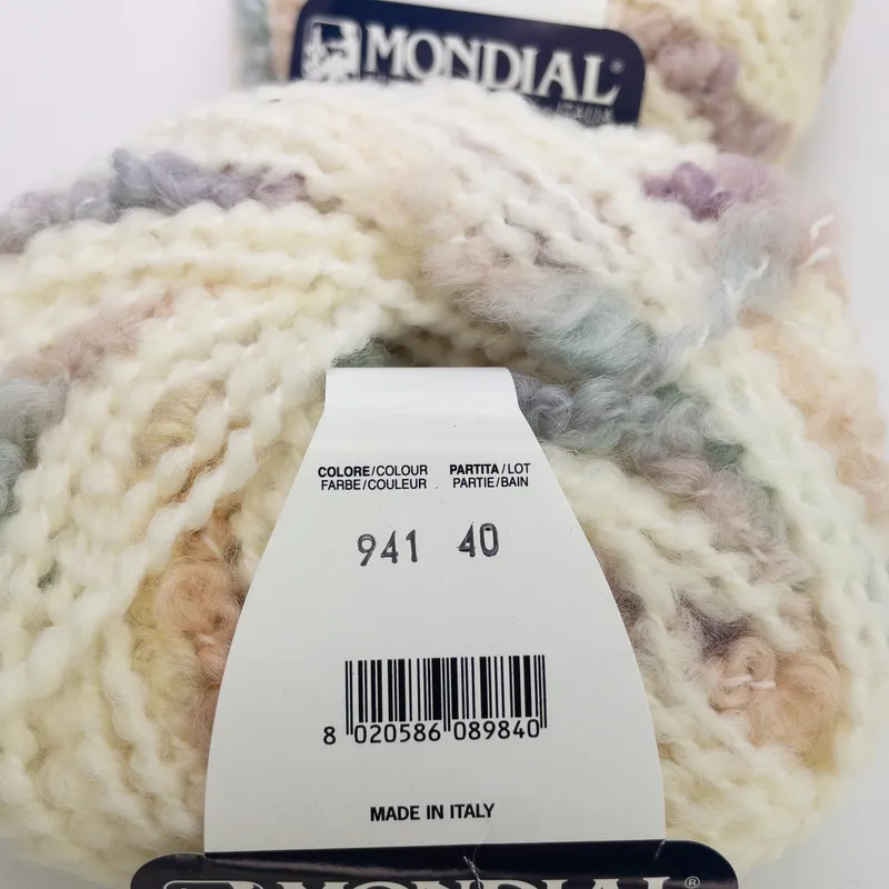 Mondial Sophia Yarn Lot of 2 Skeins Color 941 Dye Lot 40 Merino Blend Italy