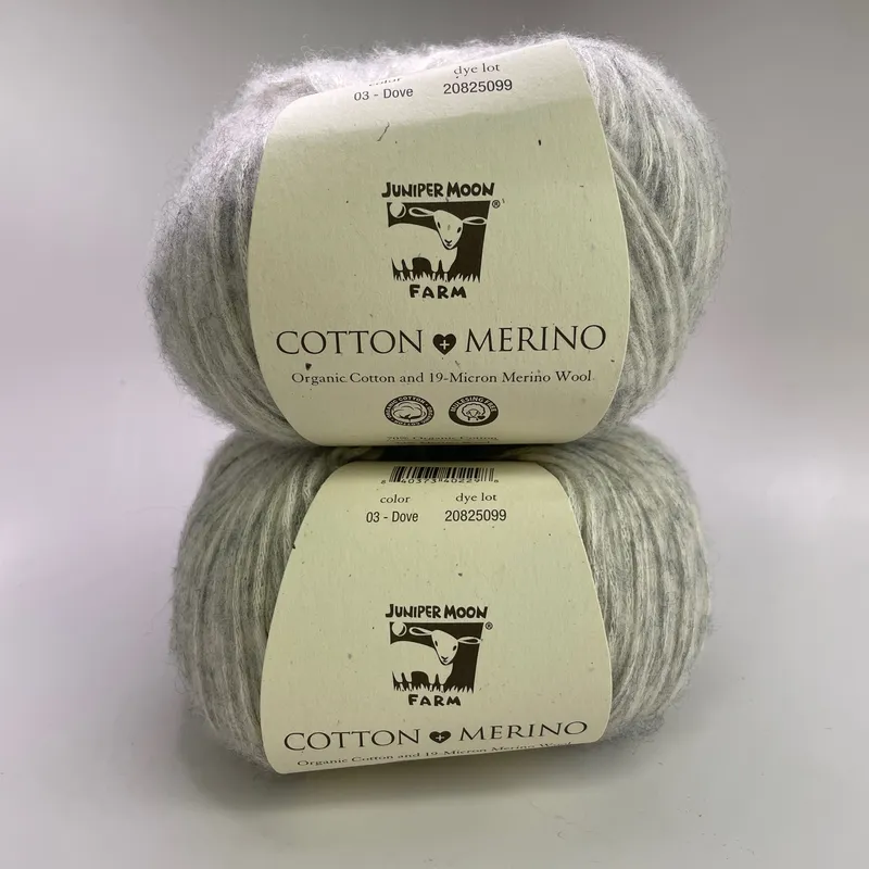 Lot of 2 Juniper Moon Farm Cotton + Merino Yarn Color 03 Dove 200g Total