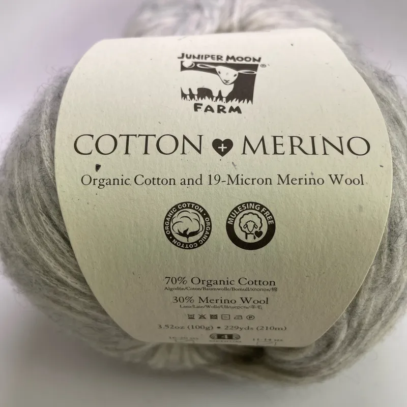 Lot of 2 Juniper Moon Farm Cotton + Merino Yarn Color 03 Dove 200g Total