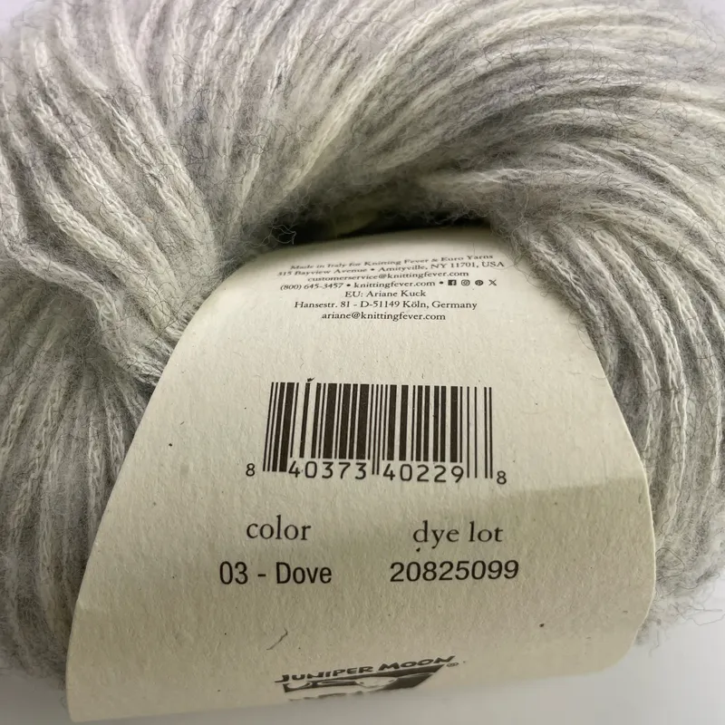 Lot of 2 Juniper Moon Farm Cotton + Merino Yarn Color 03 Dove 200g Total