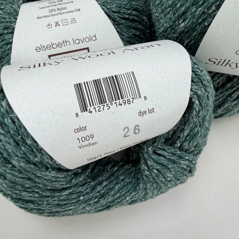 Elsebeth Lavold Silky Wool Aran Yarn Lot of 4 Color 1009 Viridian 50g Skeins