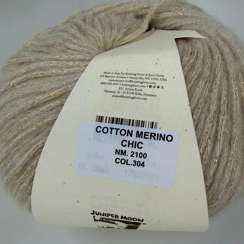 Juniper Moon Farm Cotton + Merino Chic Yarn Ball 100g 229 yds Color 304 Italy