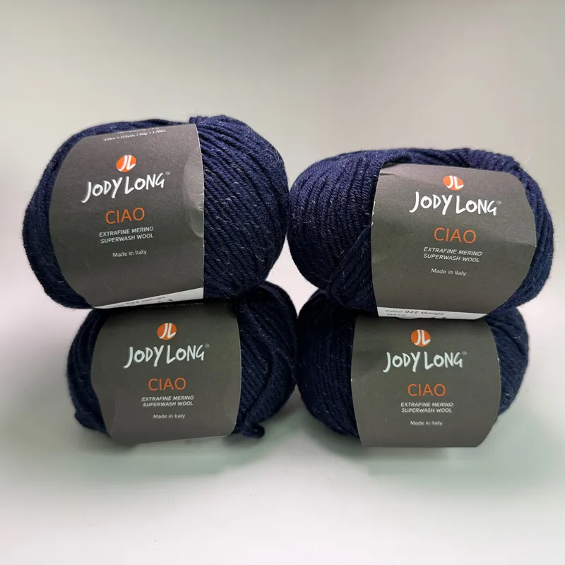 Jody Long Ciao Extrafine Merino Superwash Wool Yarn Lot of 4 - 022 Midnight Blue