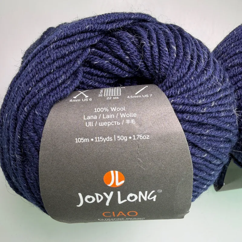 Jody Long Ciao Extrafine Merino Superwash Wool Yarn Lot of 4 - 022 Midnight Blue