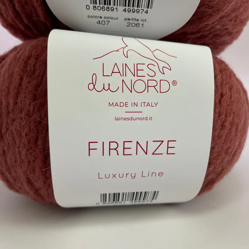 Laines du Nord Firenze Luxury Line Yarn Color 407 - Lot of 2 Skeins - Dye Lot