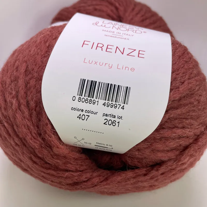 Laines du Nord Firenze Luxury Line Yarn Color 407 - Lot of 2 Skeins - Dye Lot