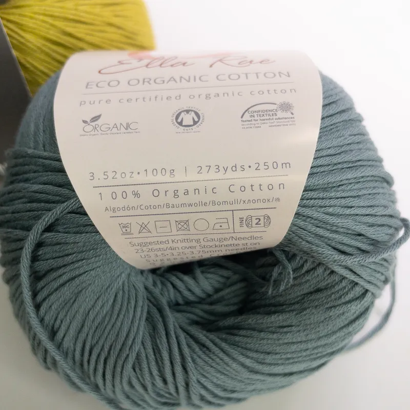 Ella Rae & Jody Long Cotton Yarn Lot (2 Balls) Eco Organic & My Little Sunshine