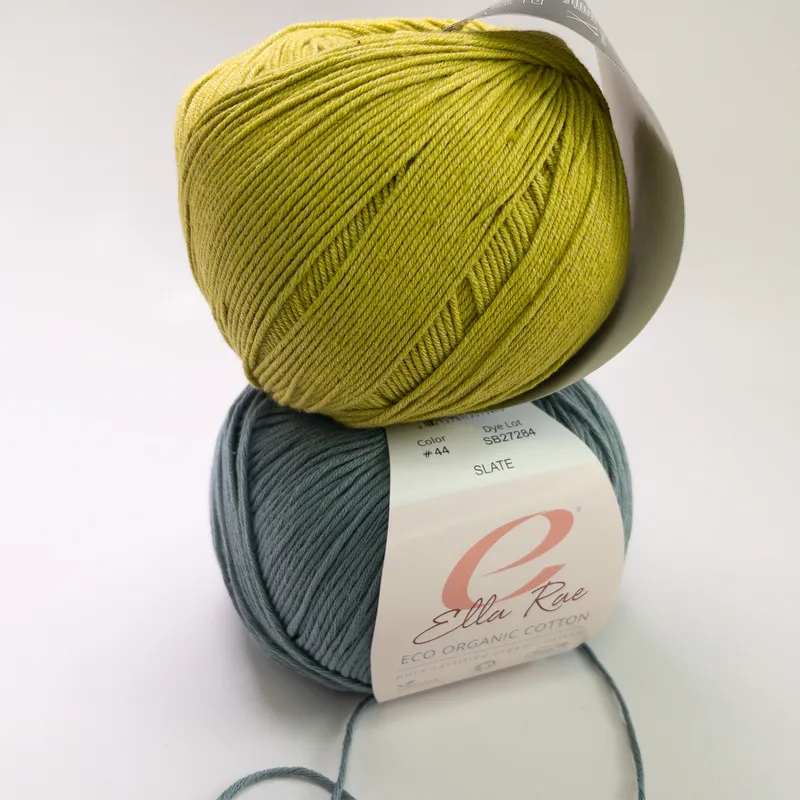 Ella Rae & Jody Long Cotton Yarn Lot (2 Balls) Eco Organic & My Little Sunshine
