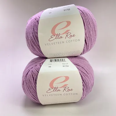 Ella Rae Velveteen Cotton Yarn Color 06 Lavender Lot of 2 Skeins Dye Lot 91753