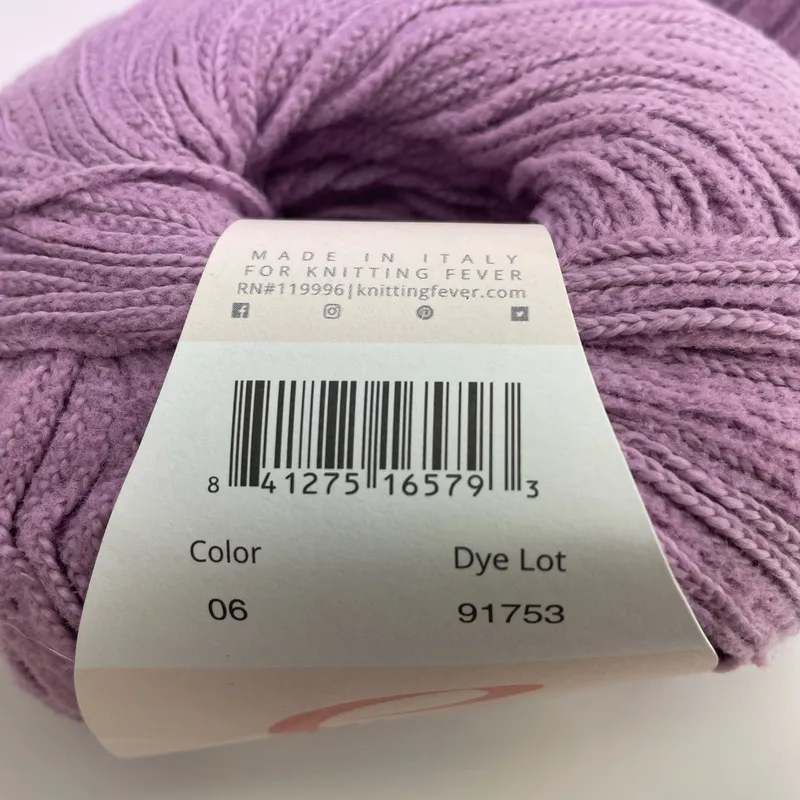 Ella Rae Velveteen Cotton Yarn Color 06 Lavender Lot of 2 Skeins Dye Lot 91753