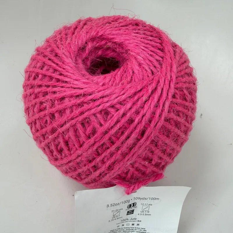 Queensland Collection Jute Yarn 100g Ball Color 05 Vibrancy Hot Pink 109 Yds