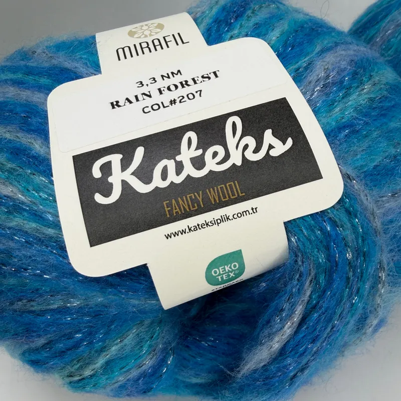 Lot of 2 Mirafil Fancy Wool Yarn Skeins 100g Rain Forest Col 207 Turkish Kateks