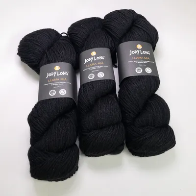 Jody Long Llama Mia Yarn Lot of 3 Jet Black 002 Matching Dye Lot 750m Total