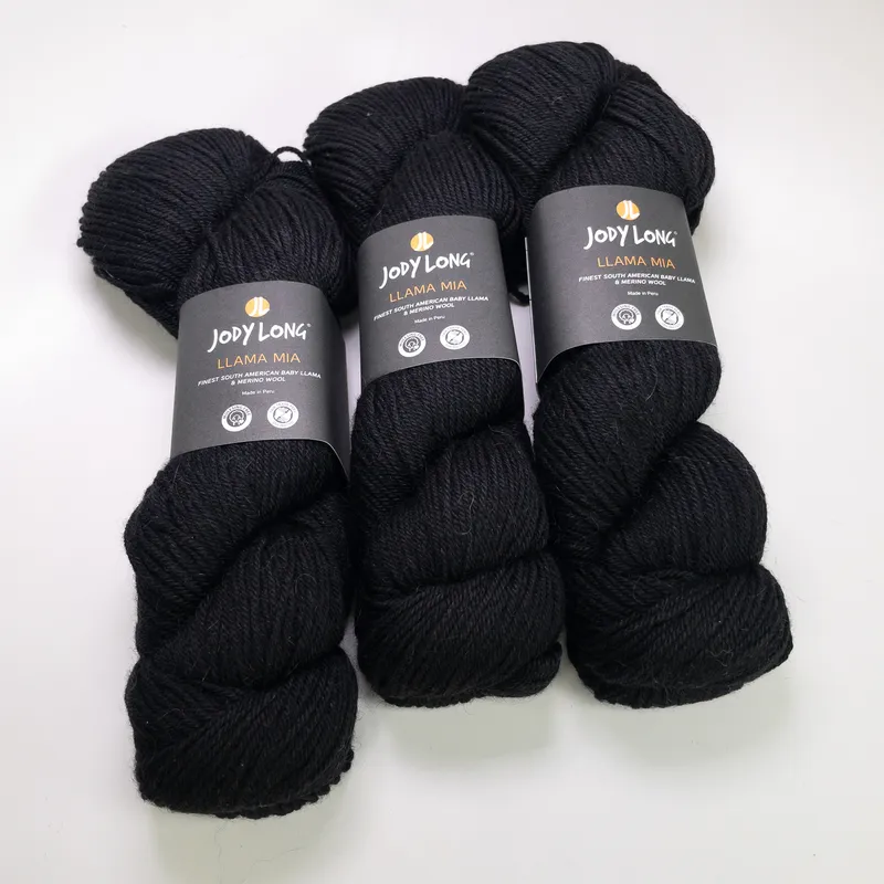 Jody Long Llama Mia Yarn Lot of 3 Jet Black 002 Matching Dye Lot 750m Total