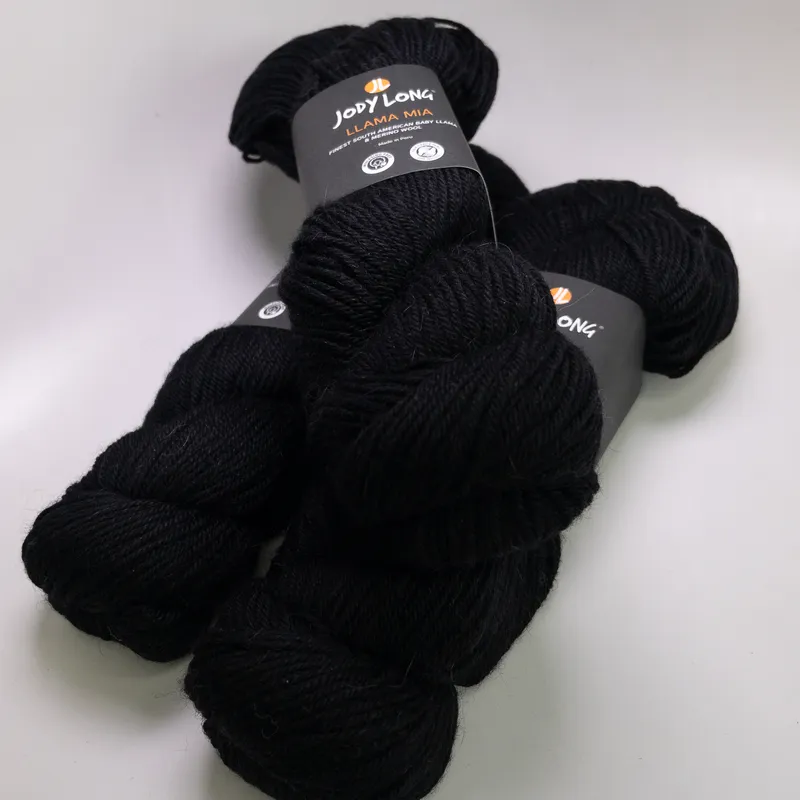 Jody Long Llama Mia Yarn Lot of 3 Jet Black 002 Matching Dye Lot 750m Total