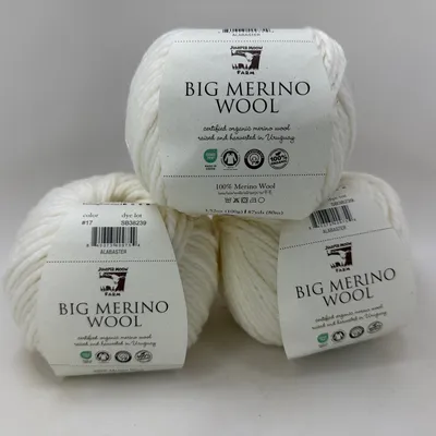 Juniper Moon Farm Big Merino Wool Yarn Alabaster #17 Lot of 3 Matched Dye Lot