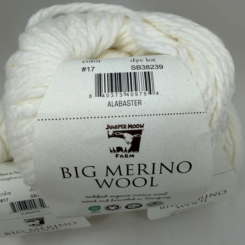 Juniper Moon Farm Big Merino Wool Yarn Alabaster #17 Lot of 3 Matched Dye Lot