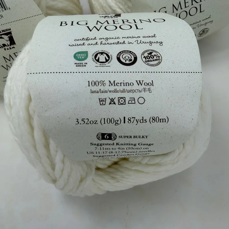 Juniper Moon Farm Big Merino Wool Yarn Alabaster #17 Lot of 3 Matched Dye Lot
